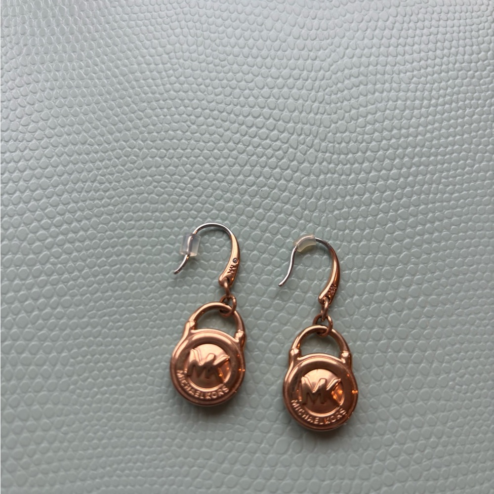 Michael Kors Lock Dangle Earrings in Rose Gold